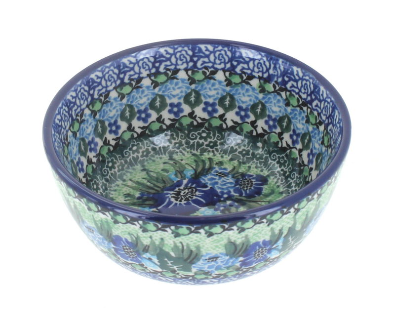 Blue Rose Polish Pottery Sapphire Fields Dessert Bowl