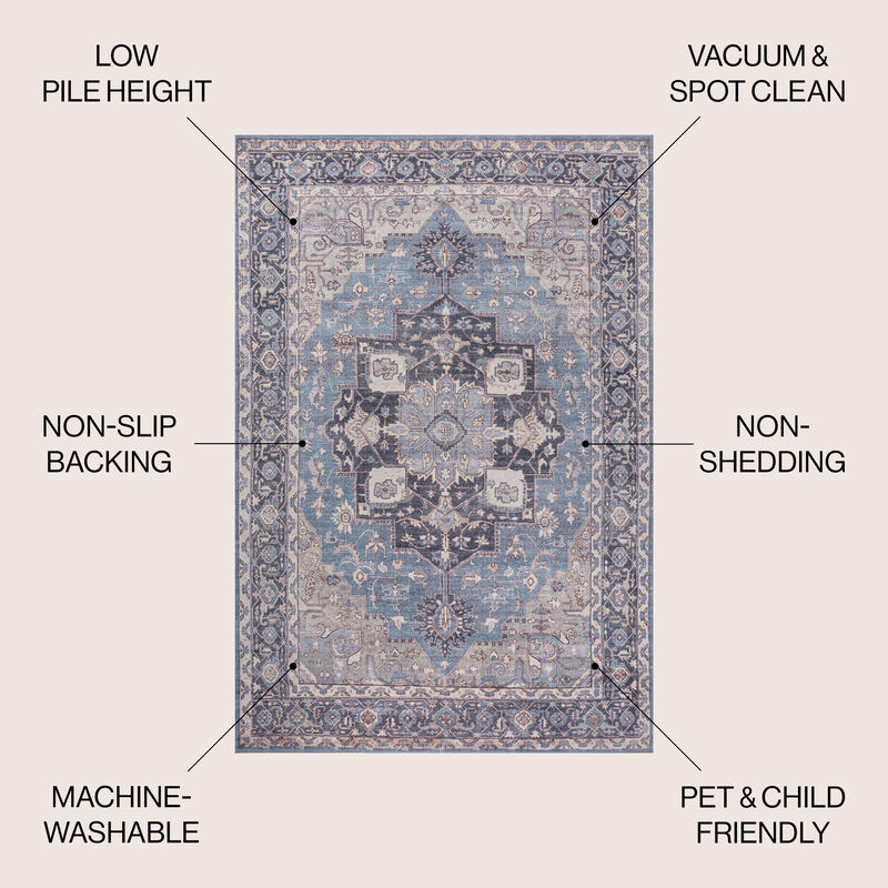 Maris Ornate Medallion Machine-Washable Area Rug