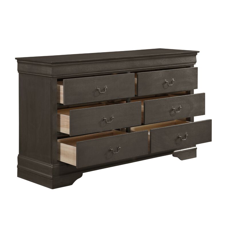 Queen Size Bedroom Set, Gray Finish, Panel Headboard, 5-Piece Set with Bed, 2 Nightstands, Dresser and Chest image number 6