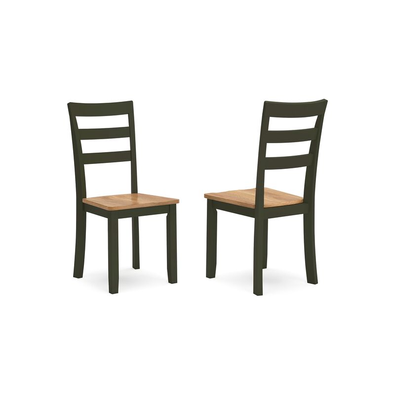 Gasy Dining Side Chair Set of 2, Dark Green Solid Wood, Contoured Seat - Benzara