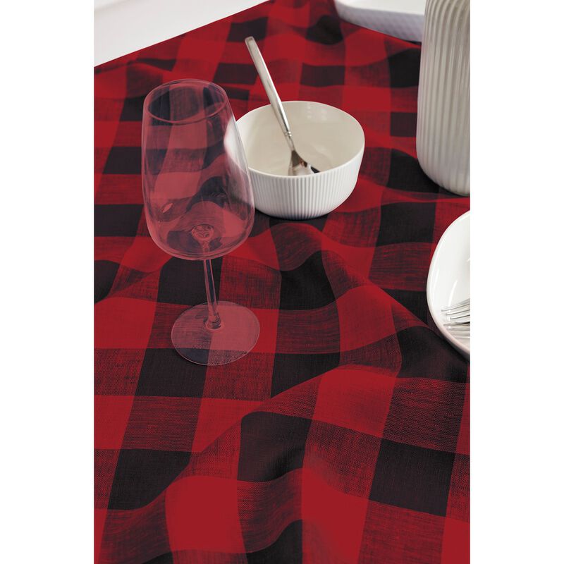 Solino Home Buffalo Check 100% Linen Table Throw &ndash; Handcrafted, Machine Washable, Perfect for Holiday and Everyday Dining