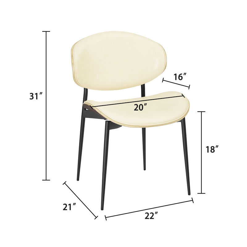 HomeRoots Set of Two Off White and Black Upholstered Faux Leather Curved Back Dining Side Chairs image number 5