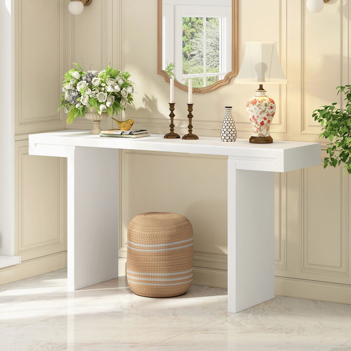 Console Table with Geometric Clean Lines Design,Stylish Table with Painted Finish and Adjustable Feet