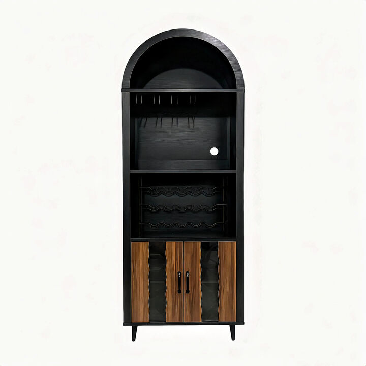 Farmhouse 71" Arched Wine Bar Display Cabinet