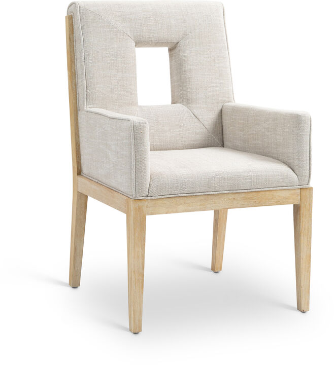 Meridian Furniture Gwendolyn Light Blue Linen Textured Fabric Dining Arm Chair