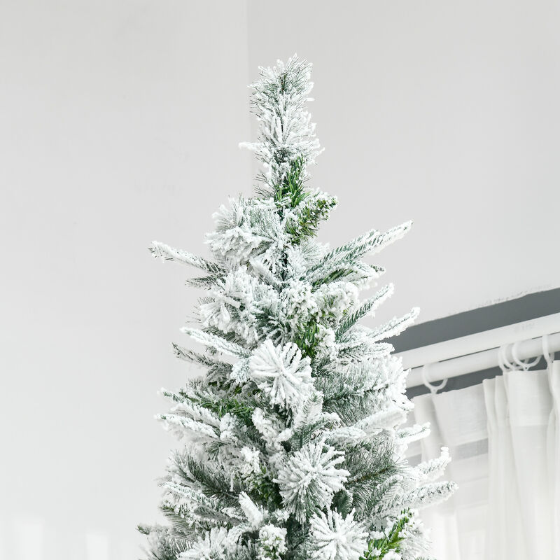 BreeBe Unlit Snow Flocked Artificial Pine Christmas Tree with 1159 Tips image number 7