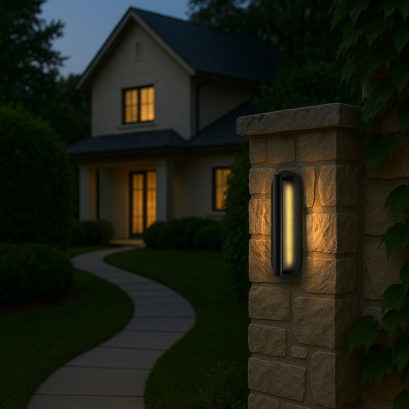 H19" Oval Matte Black 23W Integrated LED Wall Sconce with Acrylic Shade Modern Dusk to Dawn Outdoor Wall Light Waterproof Exterior Light Fixture for Porch Patio image number 2