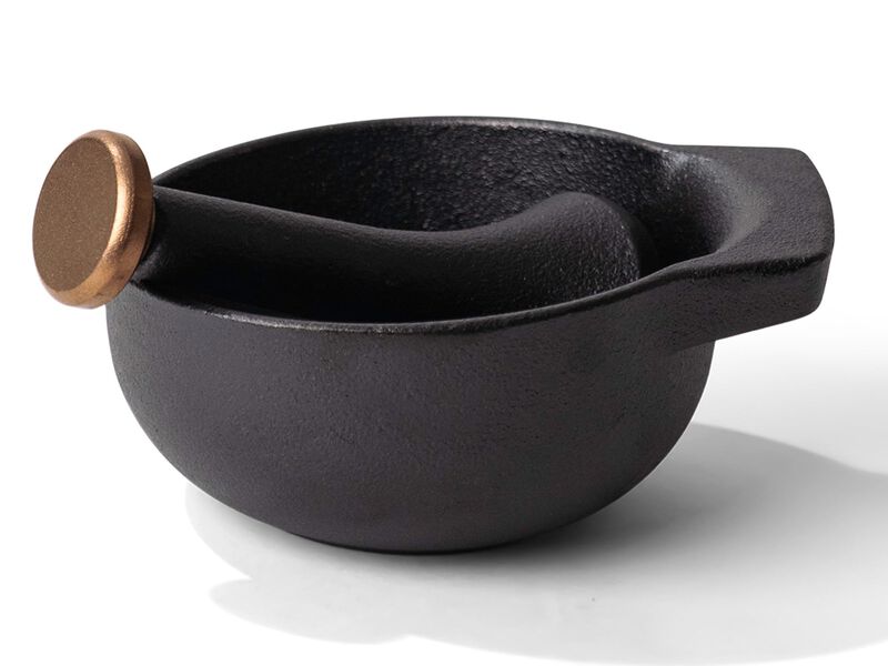 Alva Nori Enameled Cast Iron Mortar and Pestle Set 4" 2 C Easy to Clean Nonstick Manual Food Grinder, Non Toxic, Manual Crusher for Garlic, Nuts, Beans, Herbs, Spices, Small Kitchen Tools