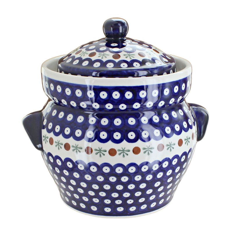 Blue Rose Polish Pottery Nature Medium Container