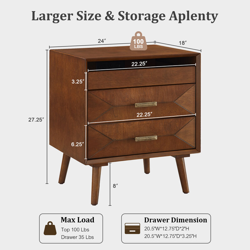 Makrom 24" Nightstand with Charging Station image number 5