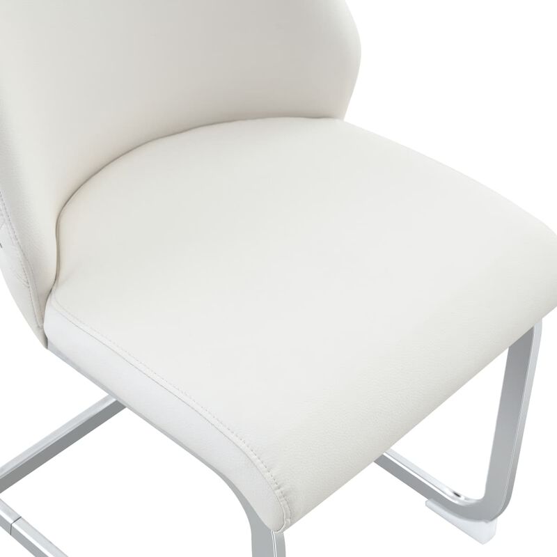 Set of 2 PU Leather Dining Chairs, High Back Upholstered Dining Chair with Ring Pull Handle, Modern Rectangular Back Dining Chair image number 6