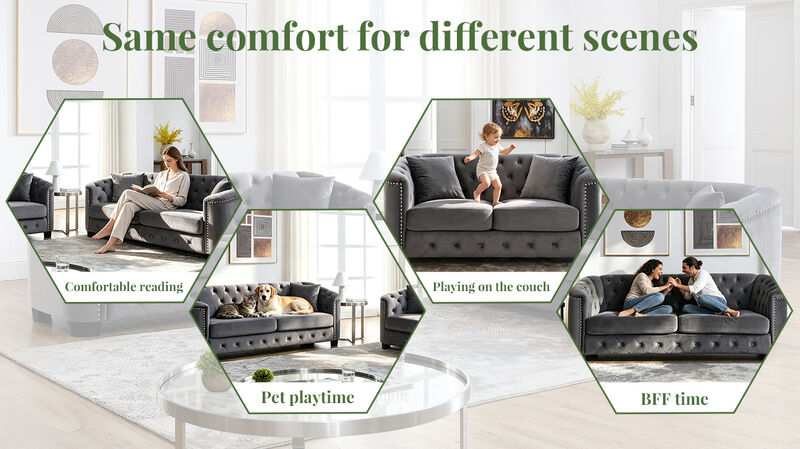 Nudmel Velvet Chelsfield Sofa Set image number 5
