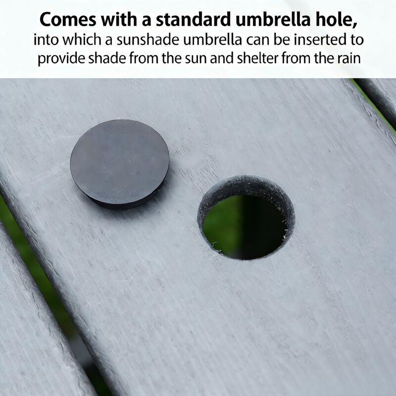 WOW PIONEER Patio Dining Rectangular Patio Dining Table HDPE Weather-Resistant Seats 4&ndash;6 Umbrella Hole Backyard Garden Poolside Entertainment image number 7