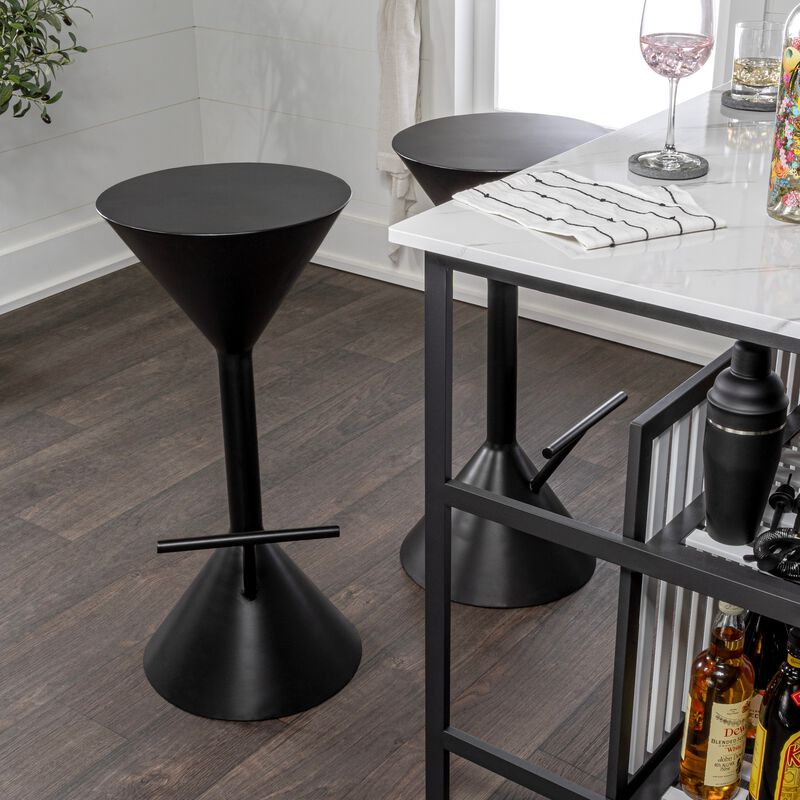 Chronos Modern Industrial Iron Hourglass Backless Bar Stool with Foot Rest