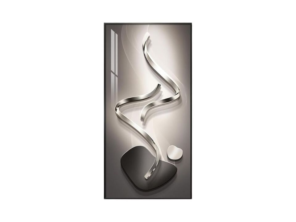 Large Framed Modern Abstract Vertical Wall Art Black Grey 30x60 In