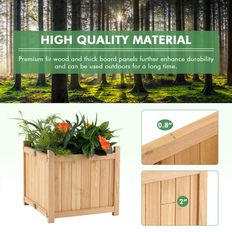 Hivvago Folding Square Fir Wood Raised Garden Bed with Removable Bottom