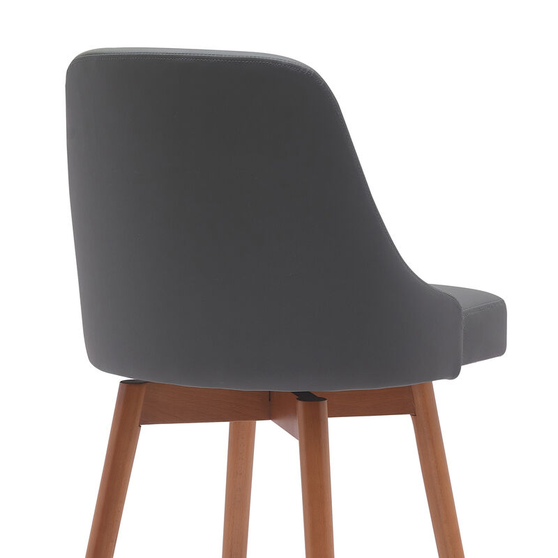 HomeRoots Solid Wood and Fabric Armless Swivel Bar Stool image number 5