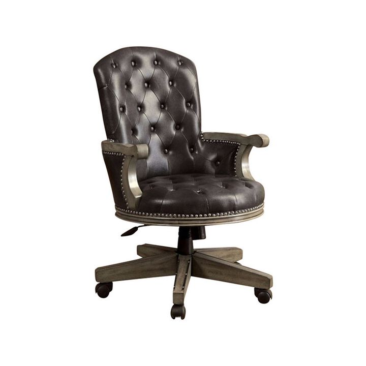 Yelena Height Adjustable Arm Chair in Gray and Black-Benzara