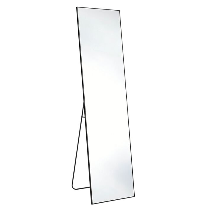 HomeRoots 67" Black Aluminum Freestanding And Wall Mounted Framed Full Length Mirror