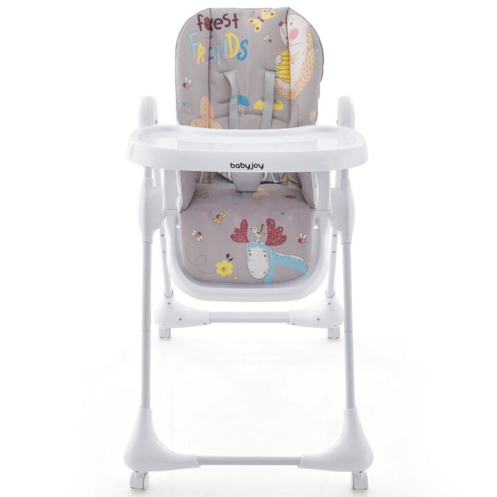 Hivvago 3-In-1 Convertible Highchair with Adjustable Height and 5-Point Safety Belt and Lockable Wheels