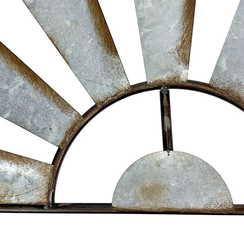 Distressed Rustic Galvanized Metal Half Moon Windmill Wall Art Sculpture image number 2