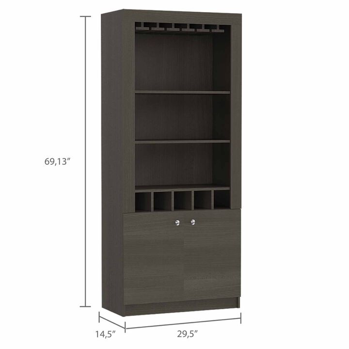 Plympton 3-Shelf Rectangle 5-Bottle Bar Cabinet Smokey Oak