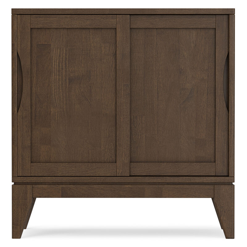 Harper 30 inch Wide Solid Hardwood Mid-Century Modern Low Storage Cabinet in Walnut Brown image number 3