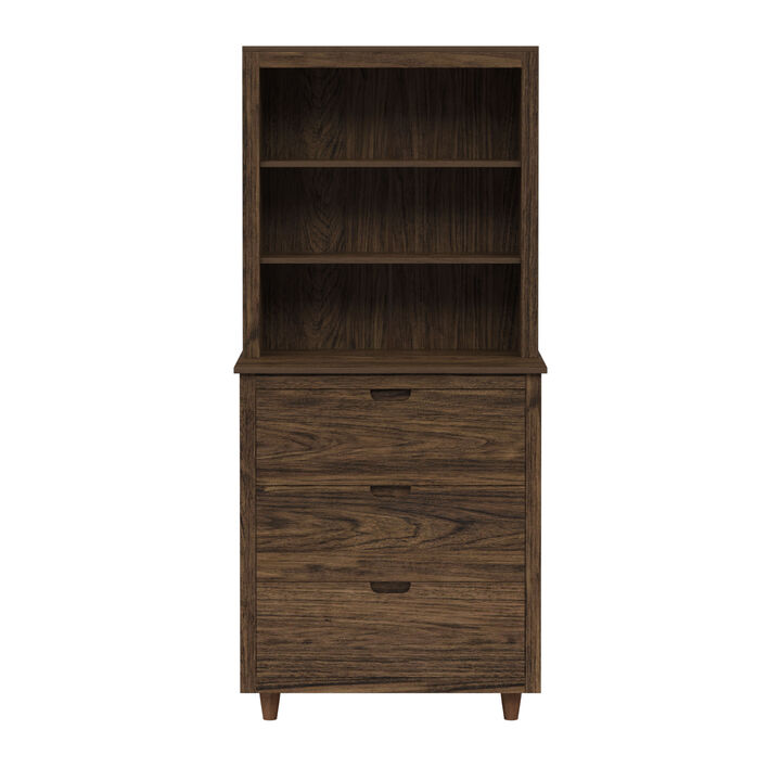 Teamson Home Ellery Freestanding Hutch Cabinet with Open Shelves & Drawers, Walnut