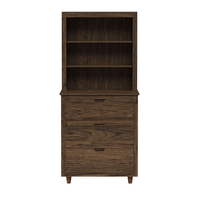 Teamson Home Ellery Freestanding Hutch Cabinet with Open Shelves & Drawers, Walnut image number 1