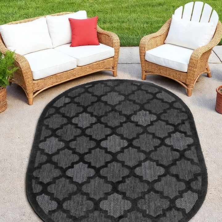 HomeRoots Trellis Indoor Outdoor Area Rug