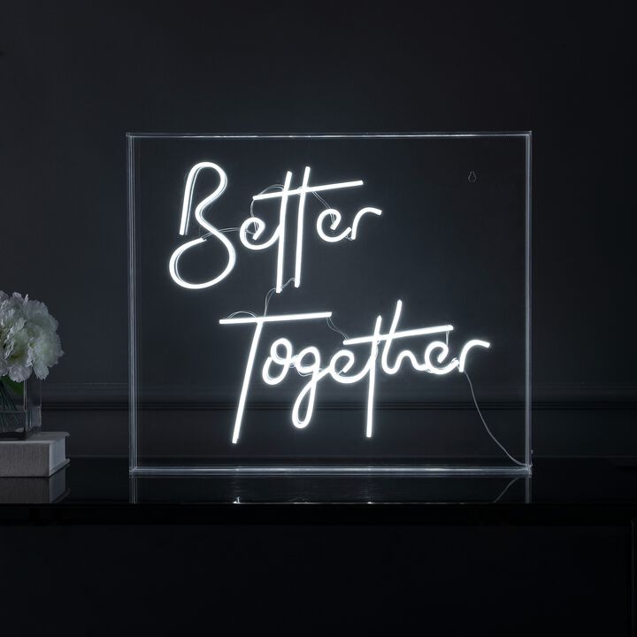 Better Together 23.63" X 20" Contemporary Glam Acrylic Box USB Operated LED Neon Light, White