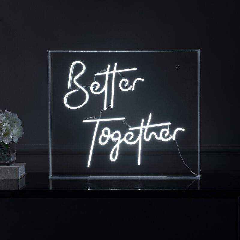 Better Together 23.63" X 20" Contemporary Glam Acrylic Box USB Operated LED Neon Light