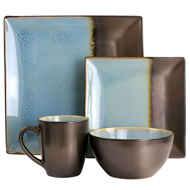 Gibson Elite Kaidence 16 Piece Square Stoneware Dinnerware Set in Bronze image number 1