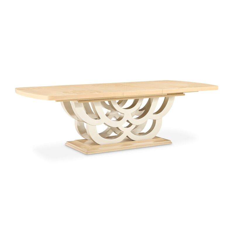 Michael Amini Camellia Field Rectangular Pedestal Dining Table - Caramel image number 9