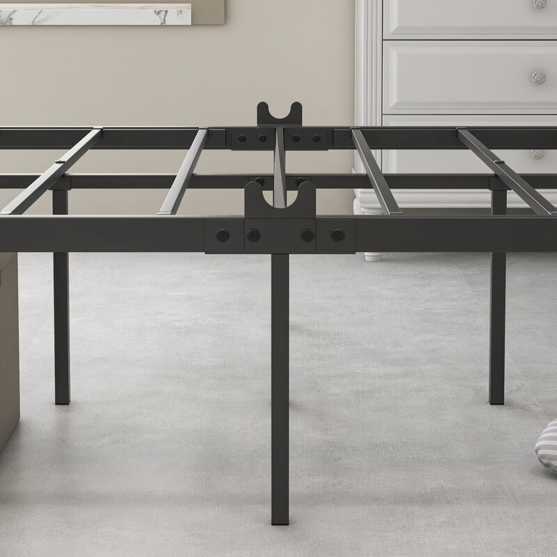 Metal Canopy Bed Frame, Platform Bed Frame Queen with X Shaped Frame Queen Black