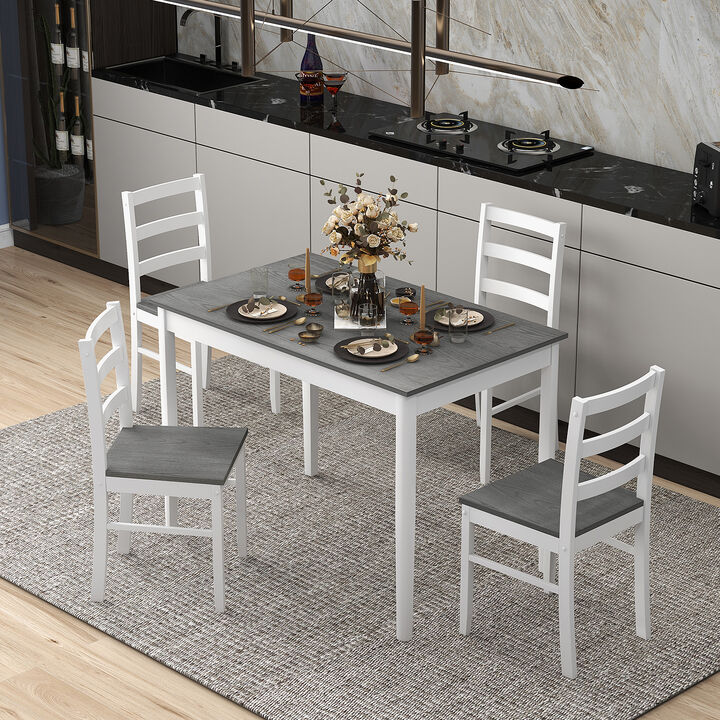 Wooden Dining Set with Rectangular Table and 4 Chairs &ndash; 5 Pieces