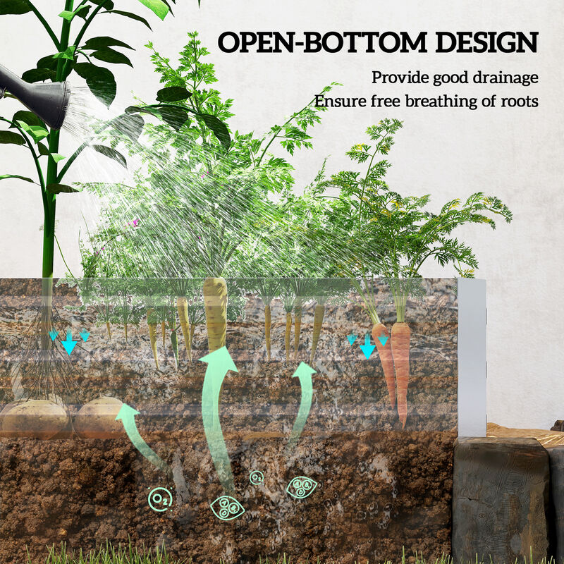Hivvago Raised Garden Bed 95" x 36" Galvanized Metal Planter image number 3