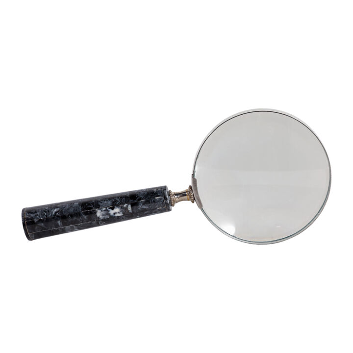 9x4" Marbled Handle Magnifying Glass, Black/white
