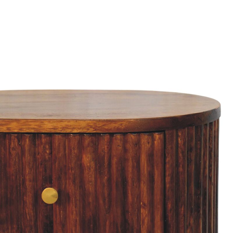 Artisan Furniture Solid Wood Curved Fluted Bedside Chest, Brown image number 3