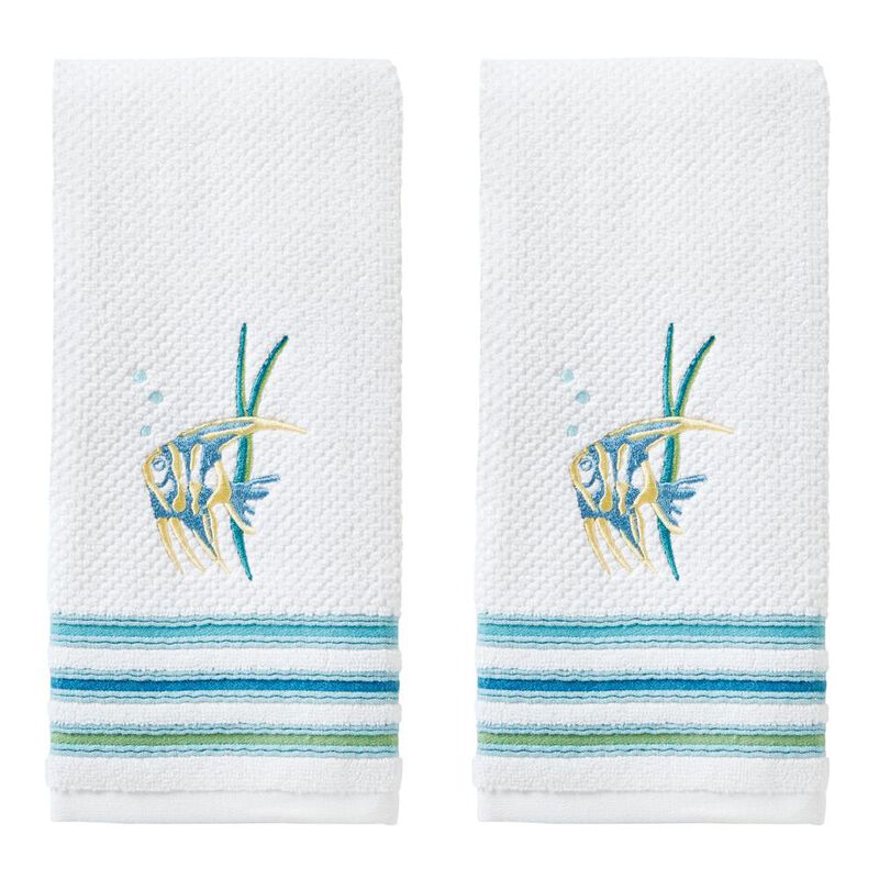 SKL Home Saturday Knight Ltd Ocean Watercolor Hand Towel - (2-Pack) - 16x26", White