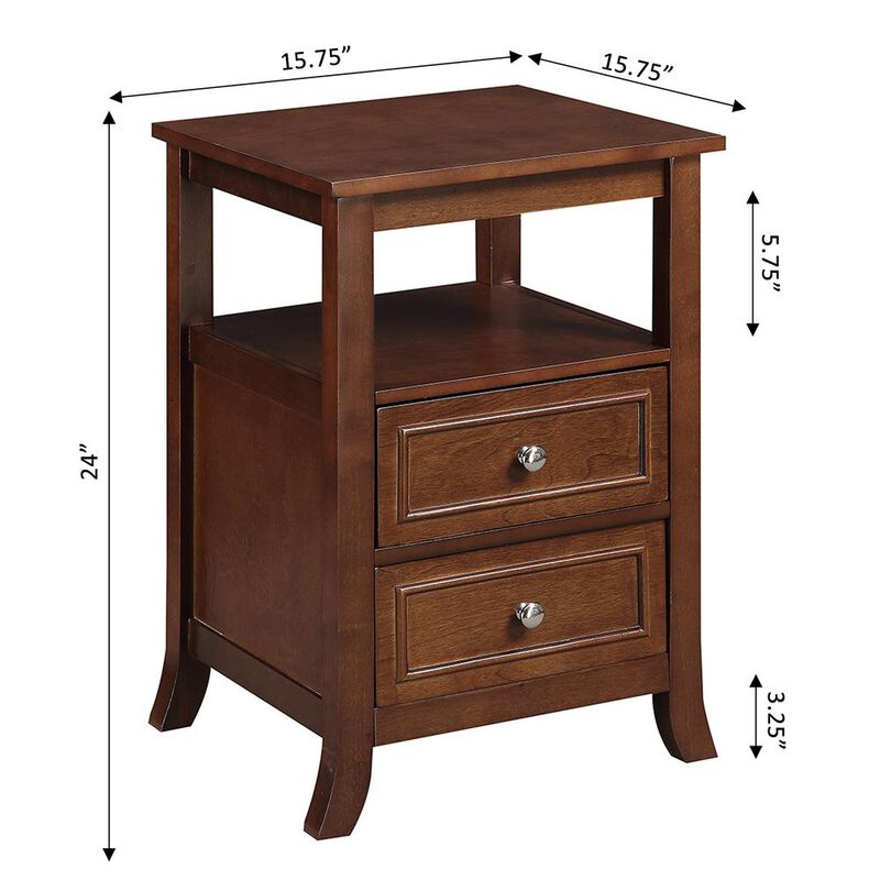 Convience Concept, Inc. Melbourne 2 Drawer End Table with Shelf