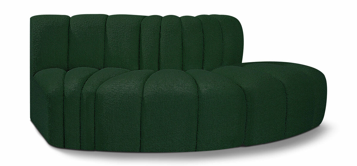 Meridian Furniture Arc Green Boucle Fabric Modular Sofa