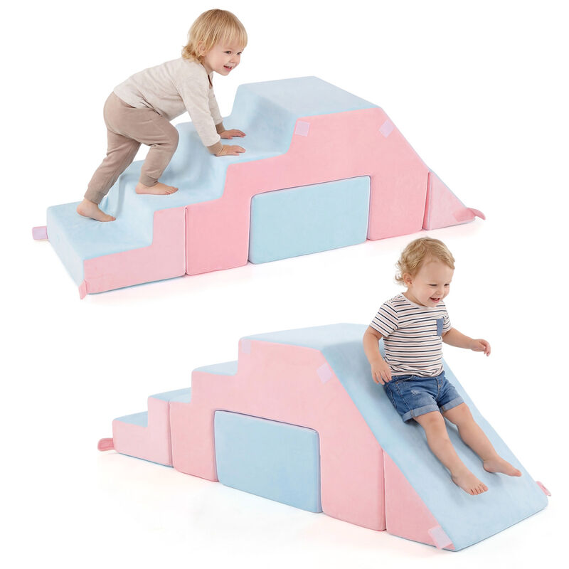 Toddler 4-in-1 Foam Climbing Set with Slide Indoor Play Blocks image number 3