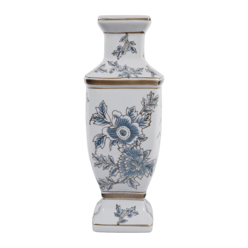 15x7" Foral Traditional Vase, Brown/blue image number 5