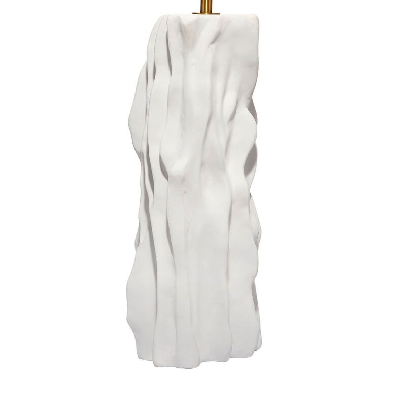 Sery Table Lamp, Linen Shade, Matte White Textured Ceramic 31 Inch