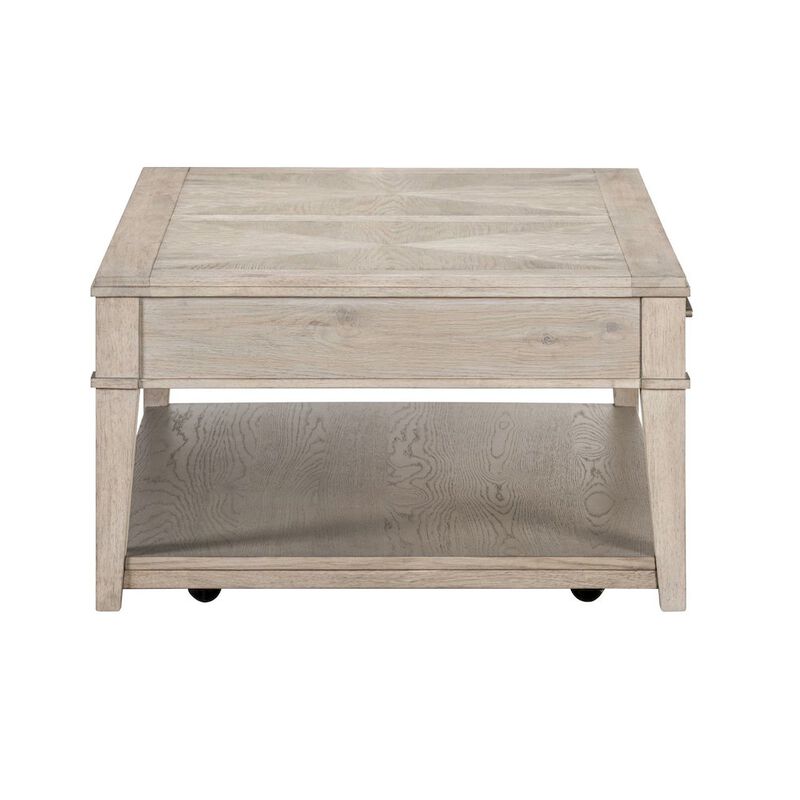 Liberty Furniture Rectangular Drawer Cocktail Table for Living Room - Sanctuary White Oak Wood image number 3