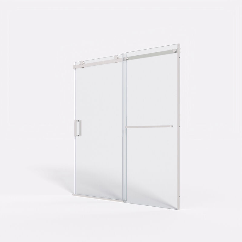 White Stainless Steel Shower Door with Top Impact Buffer and Rustproof 304 Track System