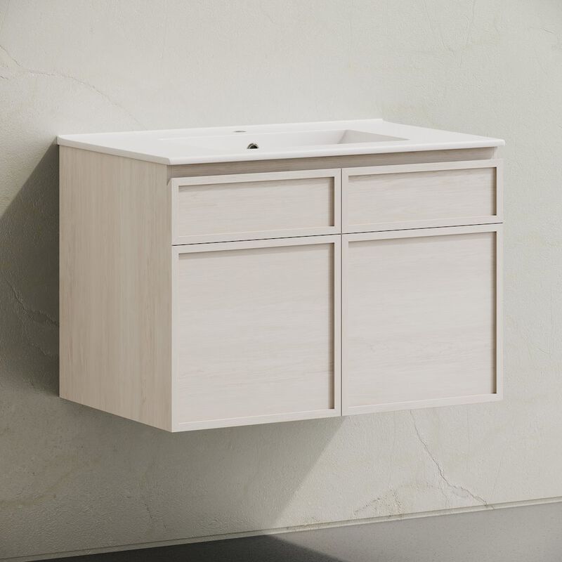 St. Tropez 30" Wall-Mounted Bathroom Vanity in White Oak with Sink Top image number 2