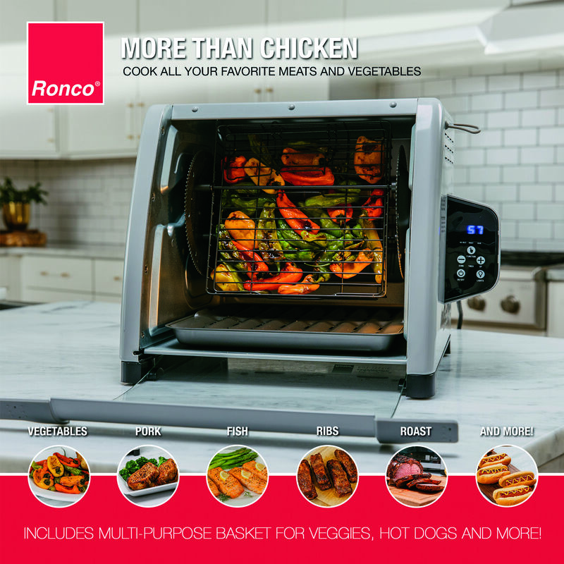Ronco 6000 Platinum Series Rotisserie Oven, 3 Cooking Functions, Digital Display, Includes Rotisserie Spit and Multi-Purpose Basket
