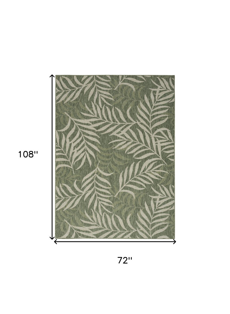 HomeRoots 6' X 9' Green And Ivory Palm Leaf Indoor Outdoor Area Rug image number 2
